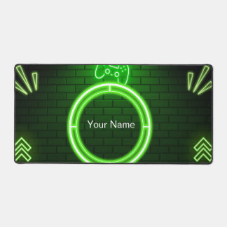Neon Green Gaming Desk Mat Custom Name Gamer