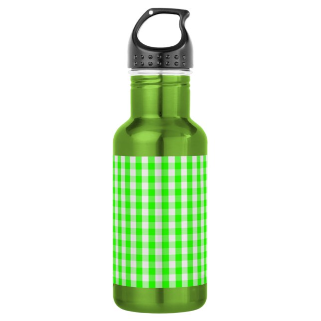 Neon Green Gingham Pattern by Shirley Taylor 532 Ml Water Bottle (Front)