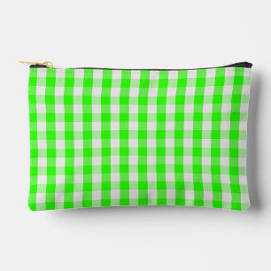 Neon Green Gingham Pattern by Shirley Taylor Accessory Pouch
