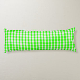 Neon Green Gingham Pattern by Shirley Taylor Body Cushion
