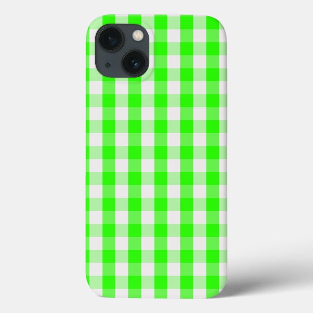 Neon Green Gingham Pattern by Shirley Taylor Case-Mate iPhone Case (Back)