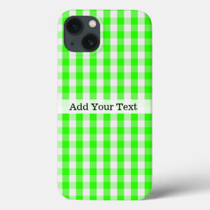 Neon Green Gingham Pattern by Shirley Taylor  iPhone 13 Case