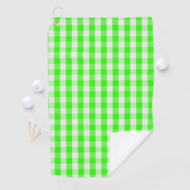 Neon Green Gingham Pattern by Shirley Taylor Golf Towel (InSitu)