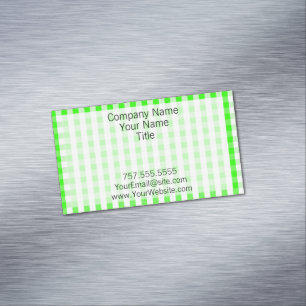 Neon Green Gingham Pattern by Shirley Taylor Magnetic Business Card