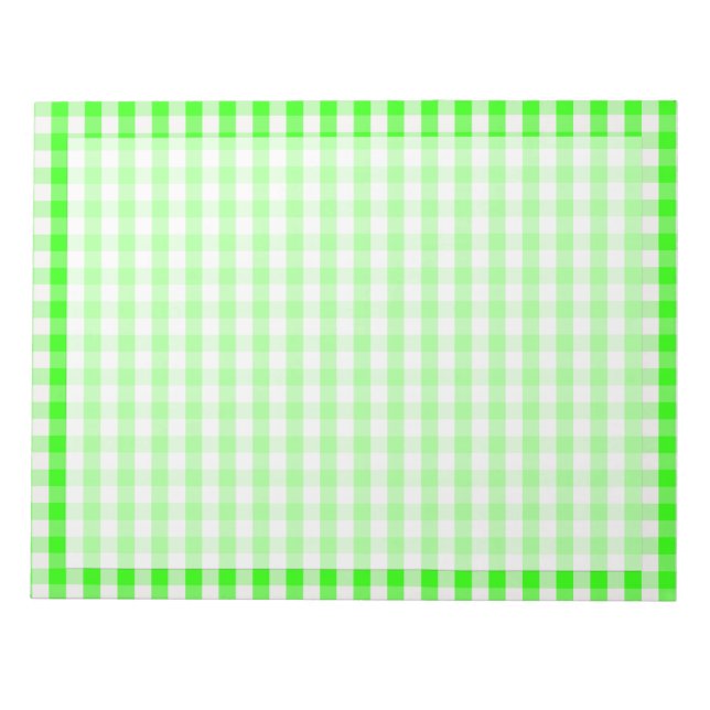 Neon Green Gingham Pattern by Shirley Taylor Notepad (Front)