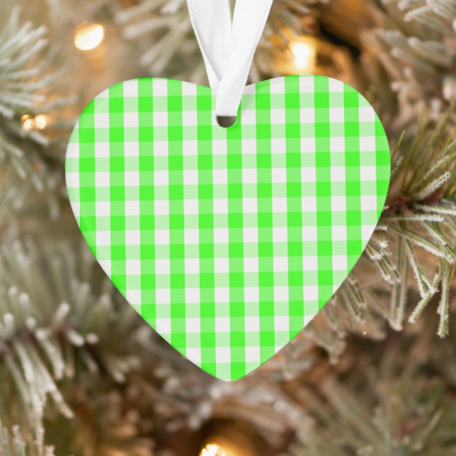 Neon Green Gingham Pattern by Shirley Taylor Ornament (Tree)