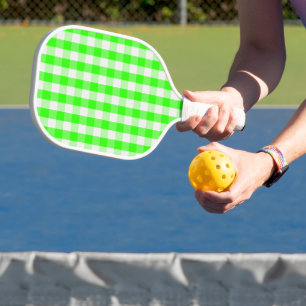 Neon Green Gingham Pattern by Shirley Taylor Pickleball Paddle