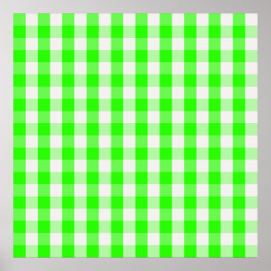 Neon Green Gingham Pattern by Shirley Taylor Poster