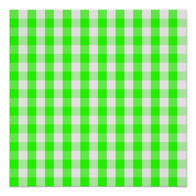 Neon Green Gingham Pattern by Shirley Taylor Poster (Front)