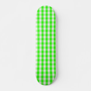 Neon Green Gingham Pattern by Shirley Taylor Skateboard