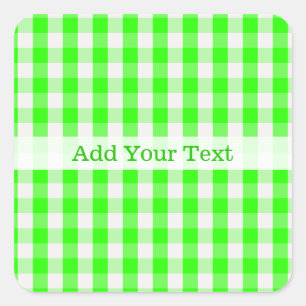 Neon Green Gingham Pattern by Shirley Taylor Square Sticker
