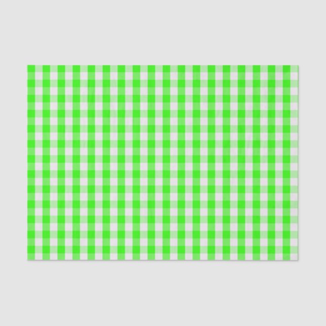 Neon Green Gingham Pattern by Shirley Taylor Tissue Paper (Front)