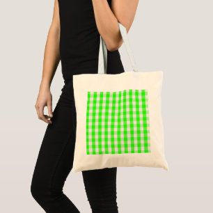Neon Green Gingham Pattern by Shirley Taylor Tote Bag