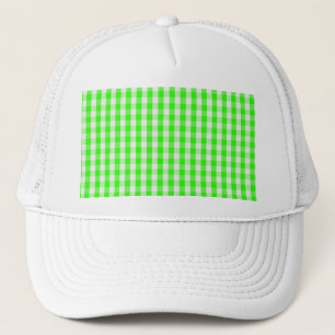 Neon Green Gingham Pattern by Shirley Taylor Trucker Hat
