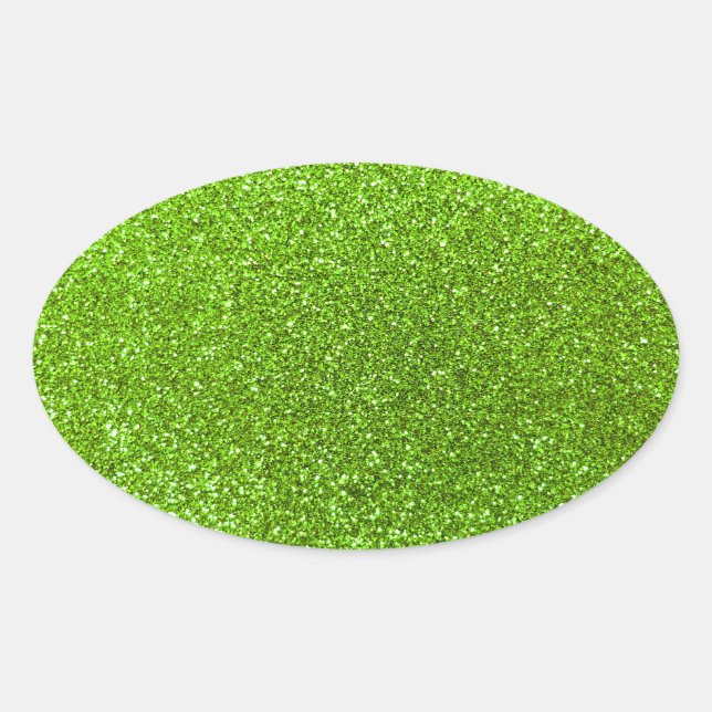 Neon green glitter oval sticker (Front)