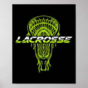 Neon Green Glow Stick Crosse Lacrosse Sports Poster