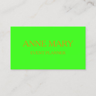 Neon Green Gold Elegant Wedding Event Planner Business Card