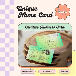 Neon Green Gradient Trendy Editable Business Card