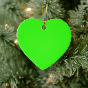 Neon Green Heart Ceramic Ornament