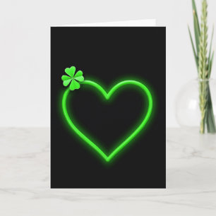 Neon Green Heart Luck Card
