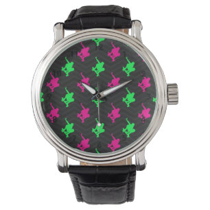 Neon Green, Hot Pink, Skater, Black Chevron Watch