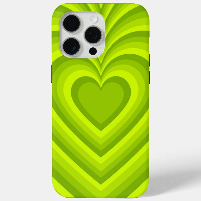 Neon Green Hypnotic Heart Love Pattern Case-Mate iPhone Case (Back)