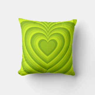 Neon Green Hypnotic Heart Love Pattern Cushion
