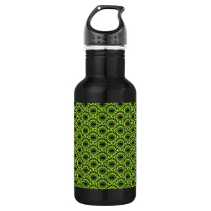 Neon Green Hypnotic Vortex Abstract Geometric Patt 532 Ml Water Bottle
