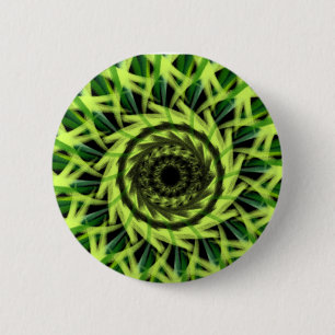 Neon Green Hypnotic Vortex Abstract Geometric Patt 6 Cm Round Badge