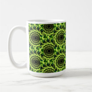 Neon Green Hypnotic Vortex Abstract Geometric Patt Coffee Mug