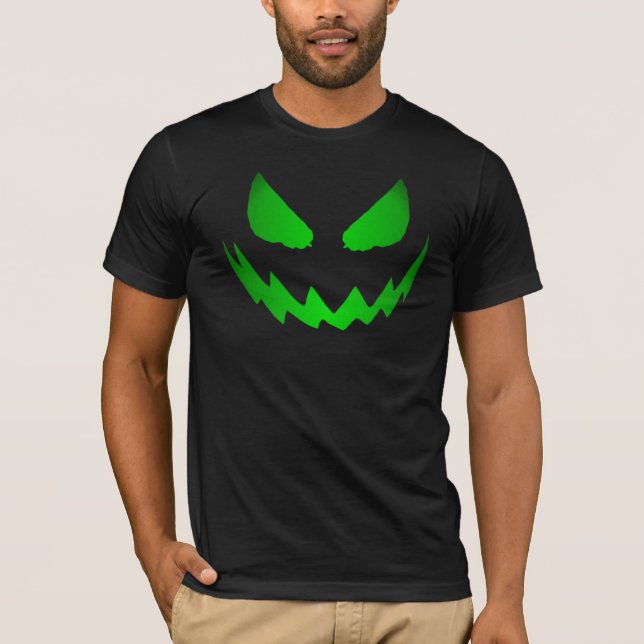 Neon Green Jack-O-Lantern Face T-shirt (Front)