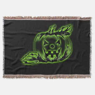 Neon Green Jack O Lantern Throw Blanket