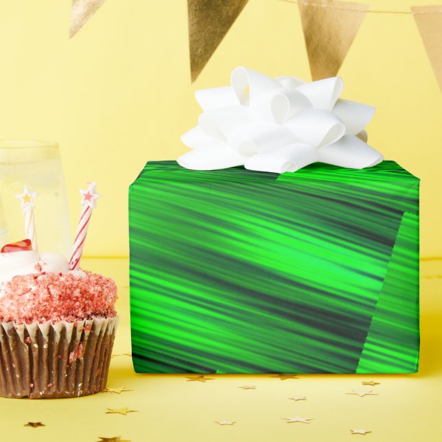 Neon Green Laser Beams Sci-Fi Futuristi Abstract Wrapping Paper (Birthday Party)