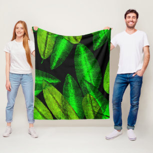Neon Green Leaves Art. Buy Now Fleece Blanket