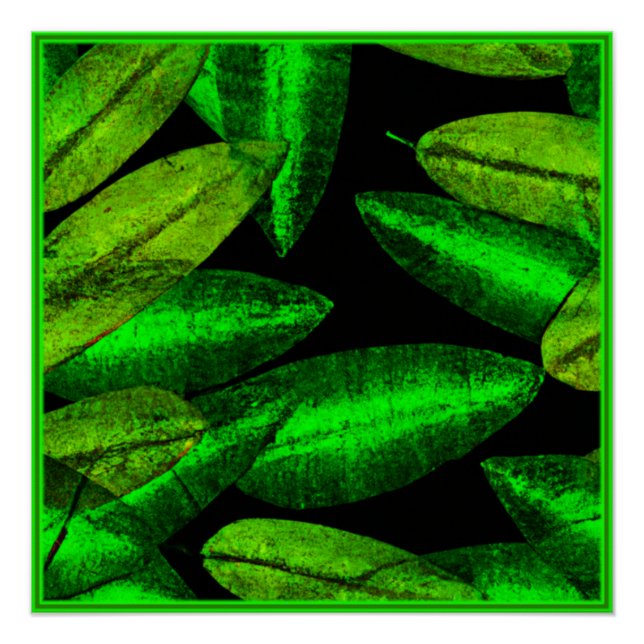 Neon Green Leaves Art. Buy Now Poster (Front)