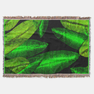 Neon Green Leaves Art. Buy Now Throw Blanket