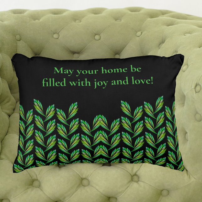 Neon green leaves - fractal art, irish saying,  decorative cushion (Creator Uploaded)