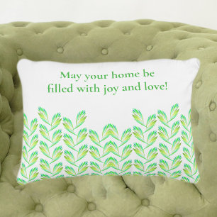 Neon green leaves - fractal art, irish saying,  decorative cushion