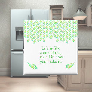 Neon green leaves - fractal art, irish saying, magnet