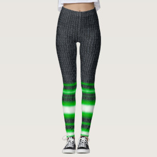 Neon Green Leg Stripes Spandex Leggings 