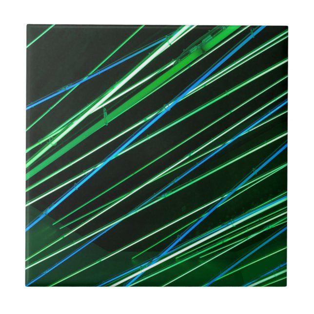 neon green lines ceramic tile (Front)