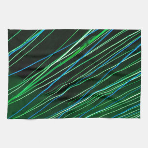 neon green lines tea towel