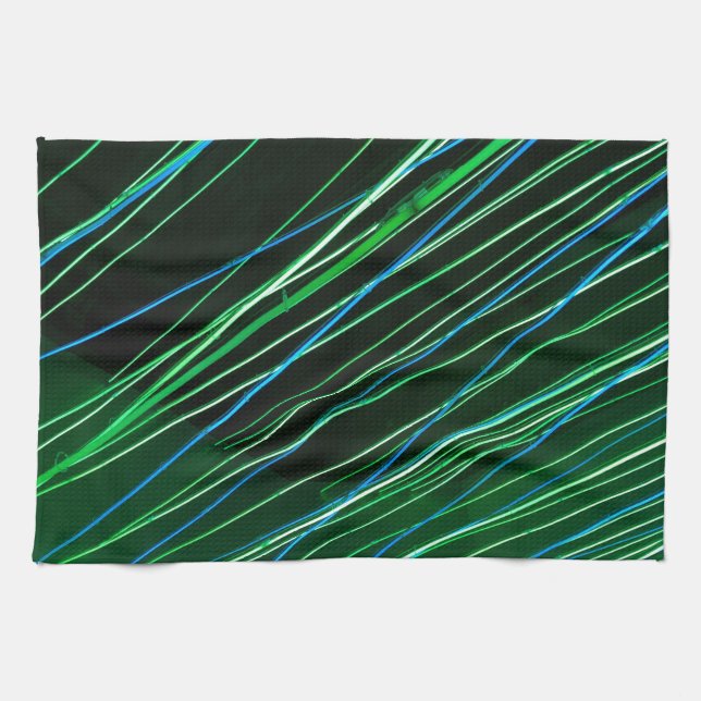 neon green lines tea towel (Horizontal)