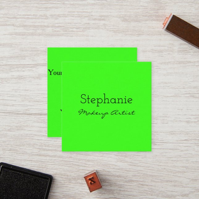 Neon Green Makeup Artist Salon Bright Colourful  Loyalty Card (Front/Back In Situ)