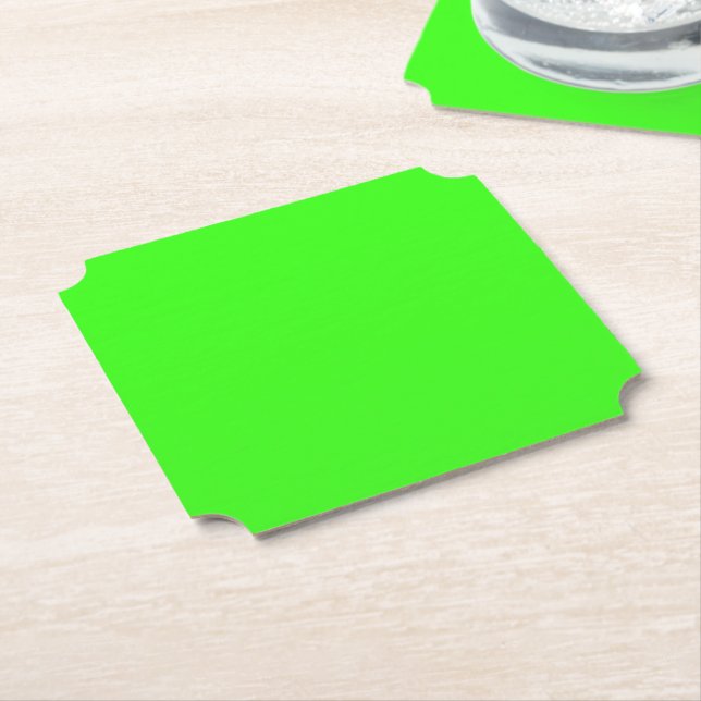 Neon Green Modern Paper Coaster – Customisable (Angled)