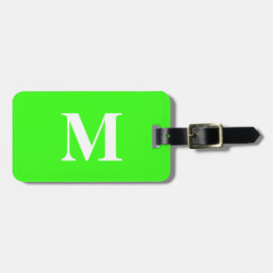 Neon Green Monogram Custom Name Gift Favour Modern Luggage Tag