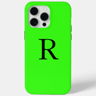 Neon Green Monogram Initial Name Custom Colour iPhone 15 Pro Max Case