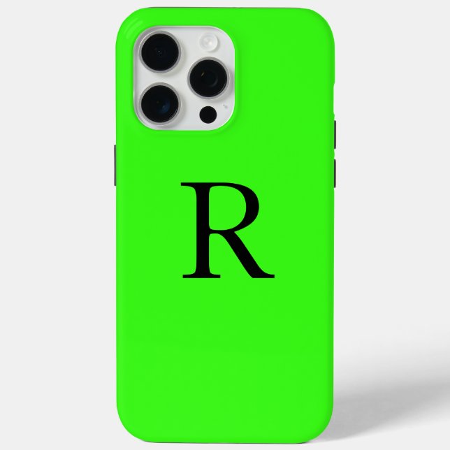 Neon Green Monogram Initial Name Custom Colour Case-Mate iPhone Case (Back)