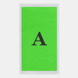 Neon Green Monogram Initial White Custom Silver Napkin