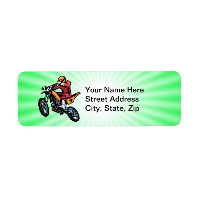 Neon Green Motocross Return Address Label (Front)